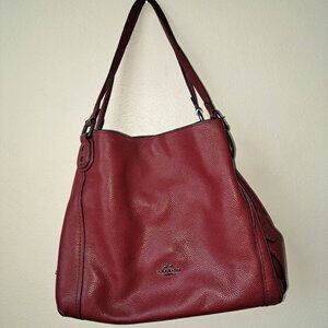 Coach Edie 31 Red Pebbled Leather Shoulder Bag
